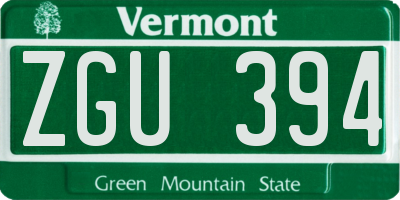 VT license plate ZGU394