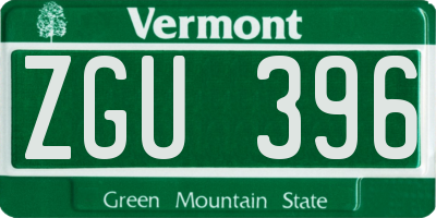 VT license plate ZGU396