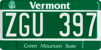 VT license plate ZGU397