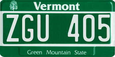 VT license plate ZGU405