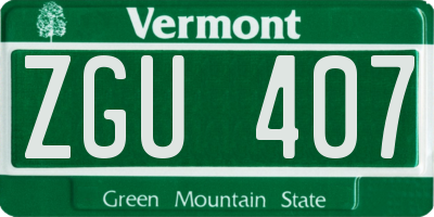 VT license plate ZGU407
