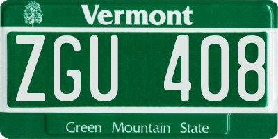 VT license plate ZGU408