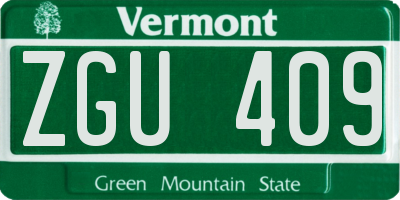 VT license plate ZGU409