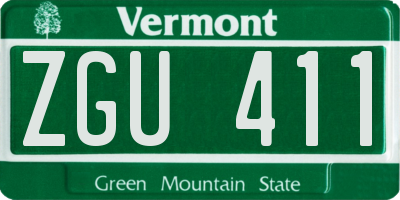 VT license plate ZGU411