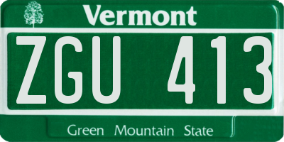 VT license plate ZGU413