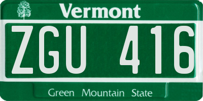 VT license plate ZGU416