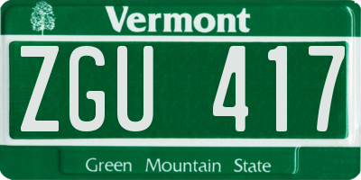 VT license plate ZGU417
