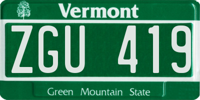 VT license plate ZGU419
