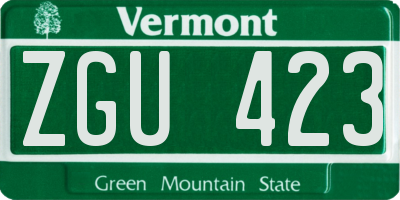 VT license plate ZGU423