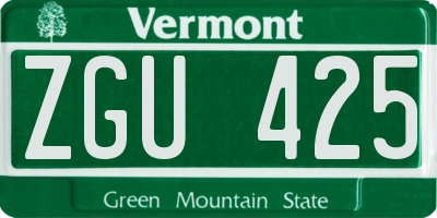 VT license plate ZGU425