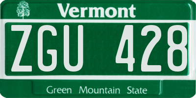 VT license plate ZGU428