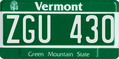 VT license plate ZGU430
