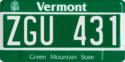 VT license plate ZGU431