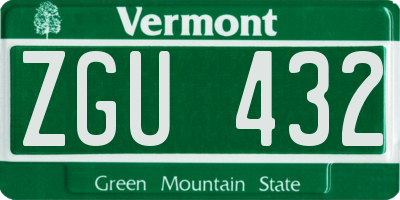 VT license plate ZGU432