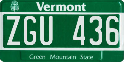 VT license plate ZGU436