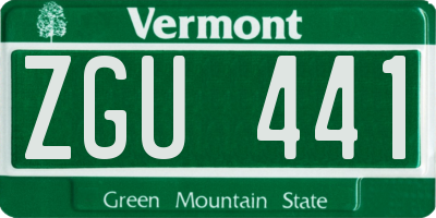 VT license plate ZGU441