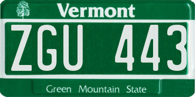 VT license plate ZGU443
