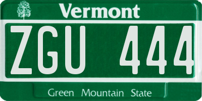 VT license plate ZGU444