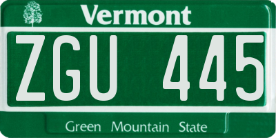 VT license plate ZGU445