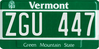 VT license plate ZGU447