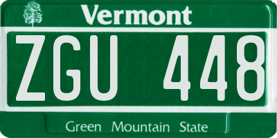 VT license plate ZGU448