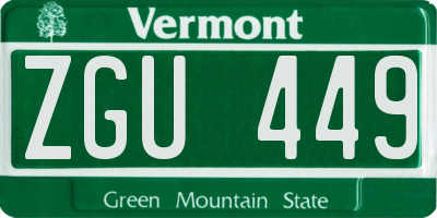 VT license plate ZGU449