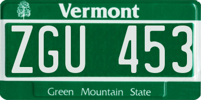 VT license plate ZGU453