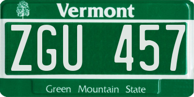 VT license plate ZGU457