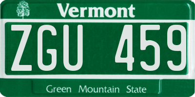 VT license plate ZGU459