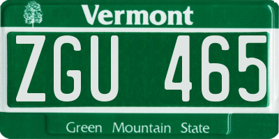 VT license plate ZGU465