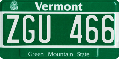 VT license plate ZGU466