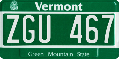 VT license plate ZGU467