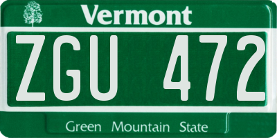 VT license plate ZGU472