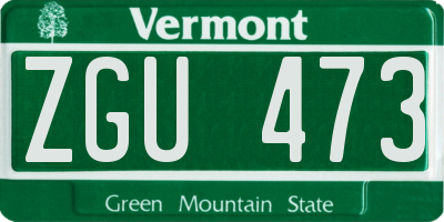 VT license plate ZGU473