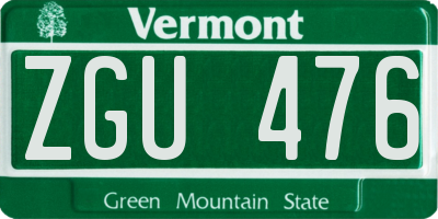 VT license plate ZGU476
