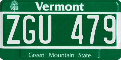 VT license plate ZGU479