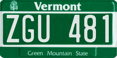 VT license plate ZGU481