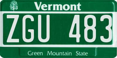 VT license plate ZGU483
