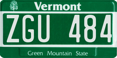 VT license plate ZGU484