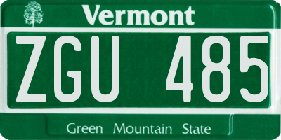 VT license plate ZGU485