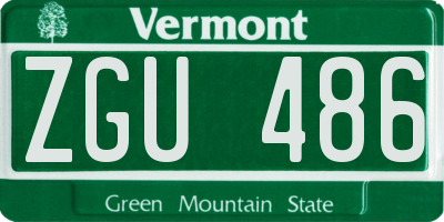 VT license plate ZGU486