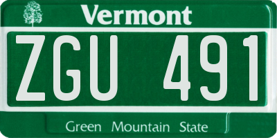 VT license plate ZGU491