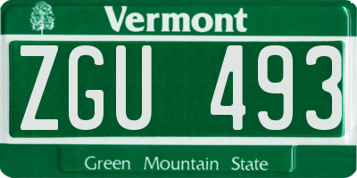 VT license plate ZGU493