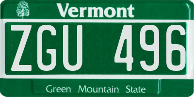 VT license plate ZGU496