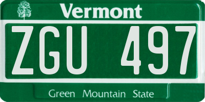VT license plate ZGU497