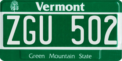 VT license plate ZGU502