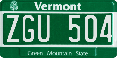 VT license plate ZGU504