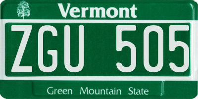 VT license plate ZGU505