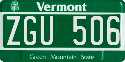 VT license plate ZGU506