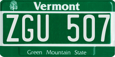 VT license plate ZGU507